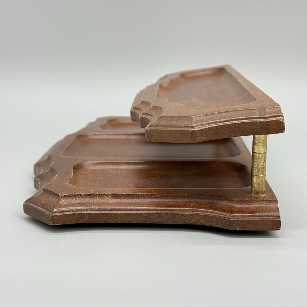 Vintage Wooden Dresser Desk Top Organizer 2 Tier Valet Mid Century 12 x 5.75 x 3 - Picture 5 of 9